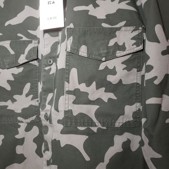 New with tags Camo Camouflage Military canvas jacket Shirt long sleeve size L - Picture 3 of 5